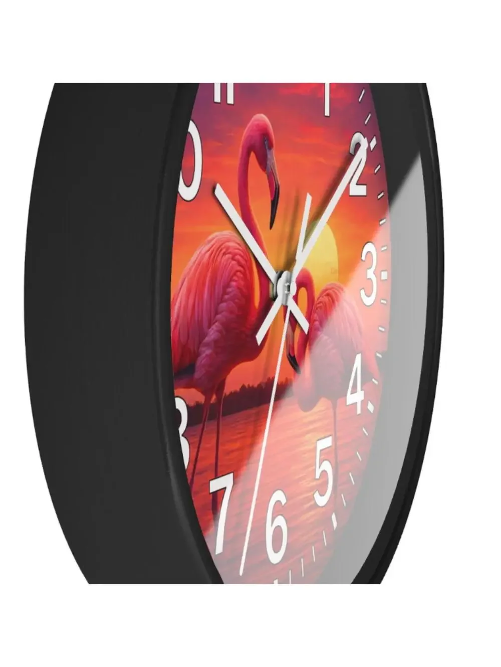 Flamingo Sunset Paradise Glow in the Dark Wall Clock New!